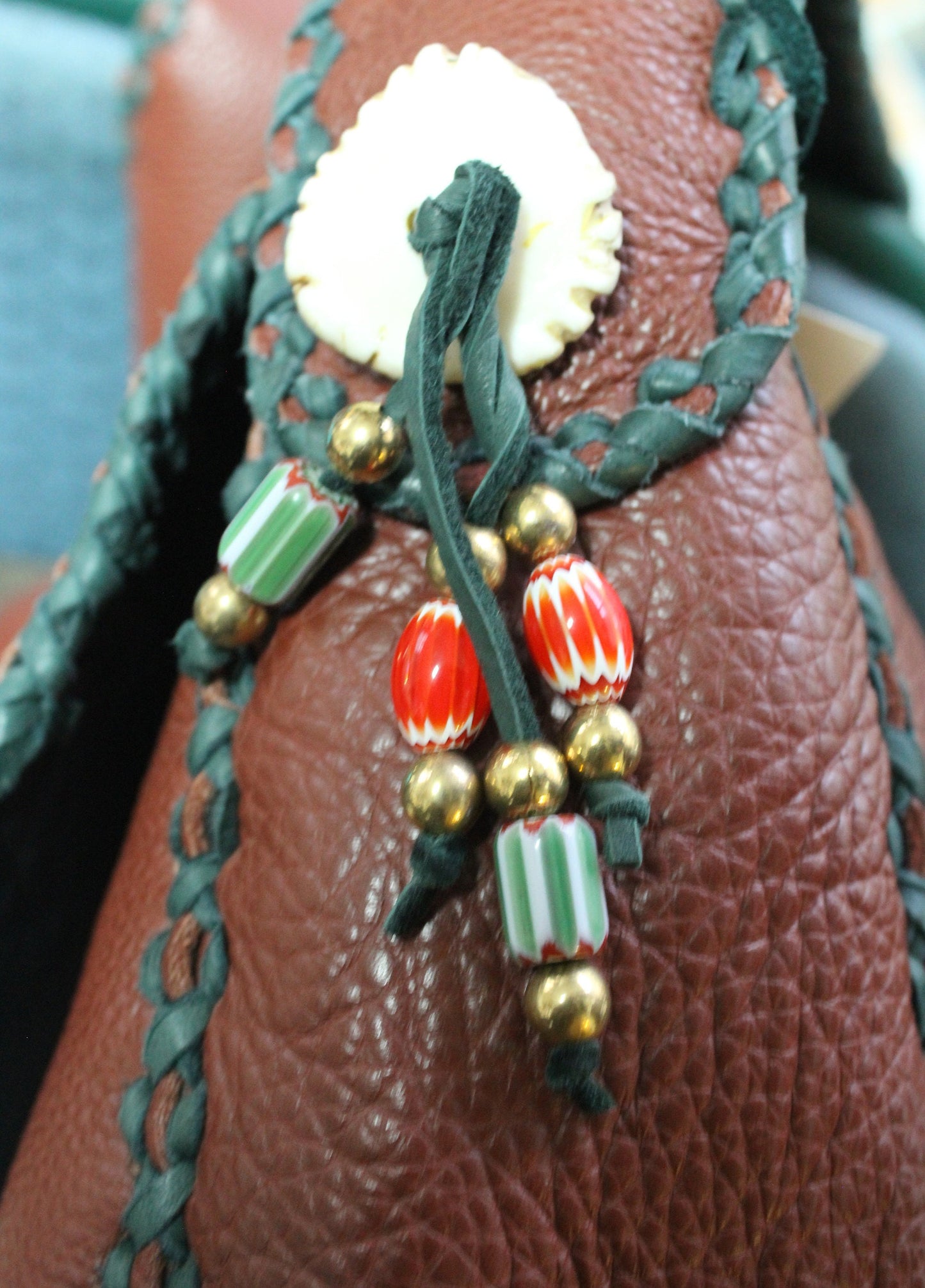 Diamond of the Desert- Buffalo leather antler button large purse