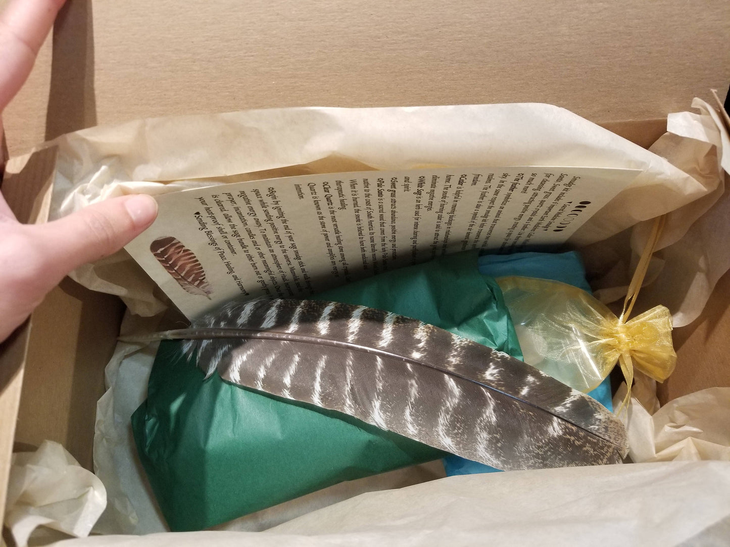 Sacred Smudge Kit Abalone Shell, Feather, White Sage, Sweet grass braid, Palo Santo, Cedar Bundle, Crystals