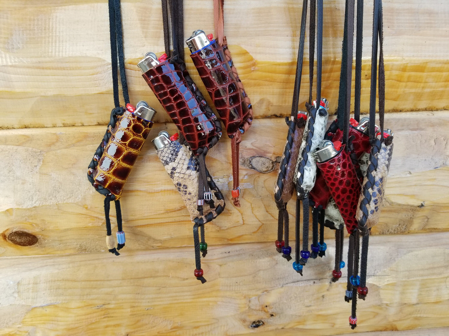 Lighter Holder Made of Authentic Leather Printed with Snakeskin and Crocodile Patterns. ONE: We Choose For You- Colors Vary